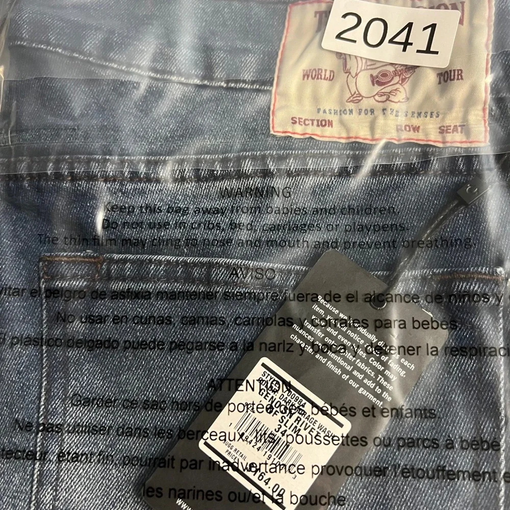 True Religion Geno Relaxed Slim Jeans Dark Mirage Wash Blue 34x32 NWT 700984